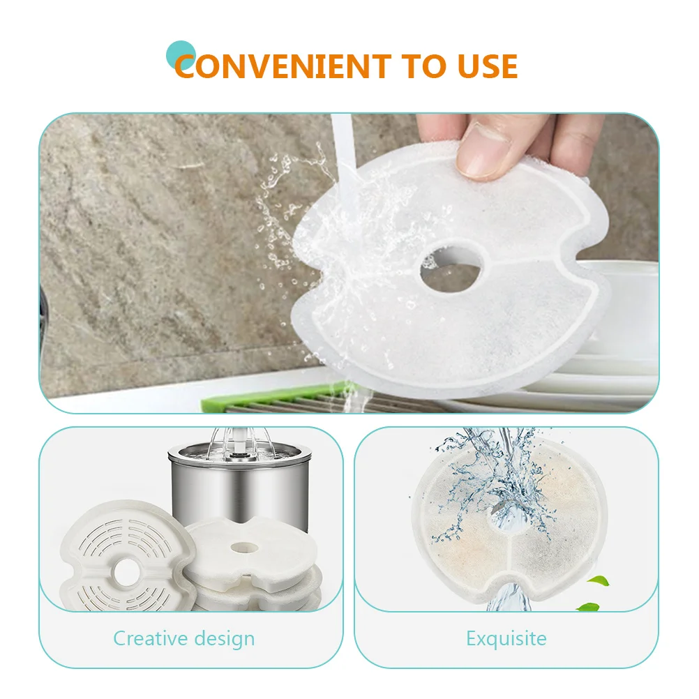 

4 Pieces Round Filters for Pet Water Fountain Replacement Long Lasting 30 Days ABS Bowls Dog Supplies