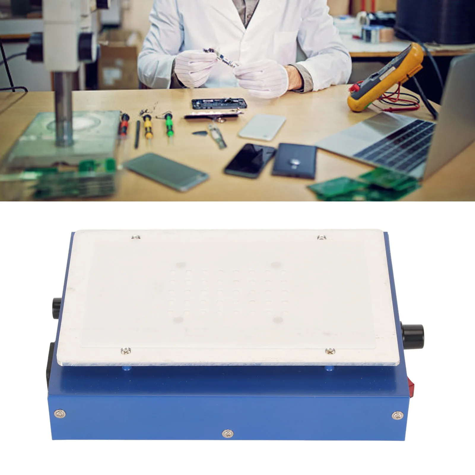 Stasiun solder pemanasan awal elektrik LED tukang las mikrokomputer pelat panas suhu konstan anti melepuh dipanaskan secara merata untuk DIY