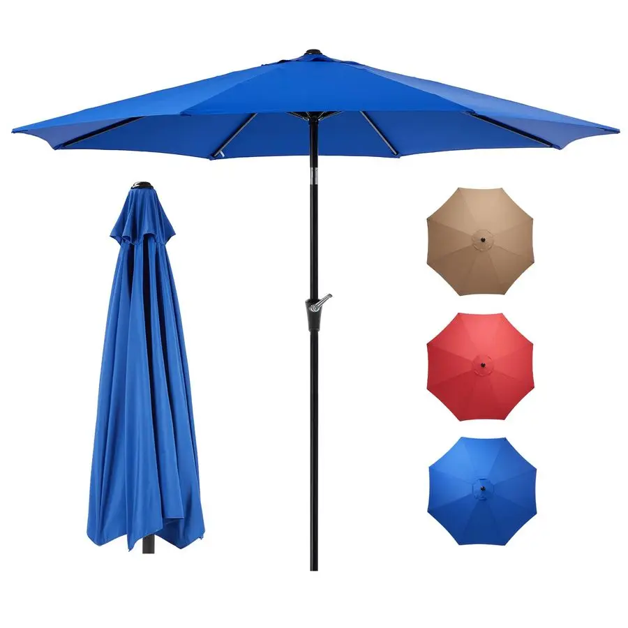 

9ft Patio Umbrella with Tilt and Crank Button amp 8 Sturdy Ribs Waterproof, Patio Table Umbrella Perfect for Poolside, Terrace,