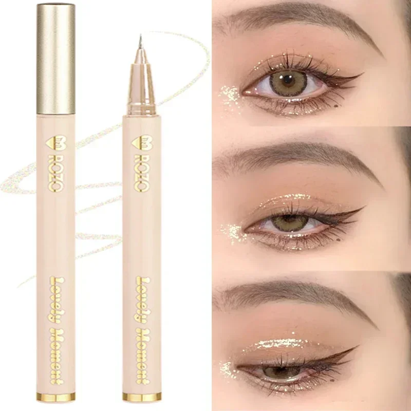 Visiqab Zwart Bruin Glanzende Eyeliner Liggende Zijderups Pen Oogschoonheid Feest Make-up Gereedschap Cosmetica Eyeliner Waterdicht Glitter Mat