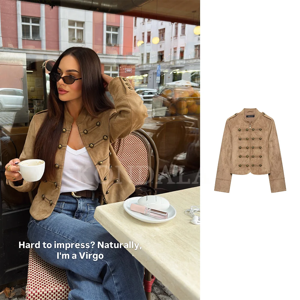 KONDALA 2026 Spring Fall Elegant Minimalist Women Jackets Fashion Camel Date Commuter Style Hoilday Dinner Ladies Jackets