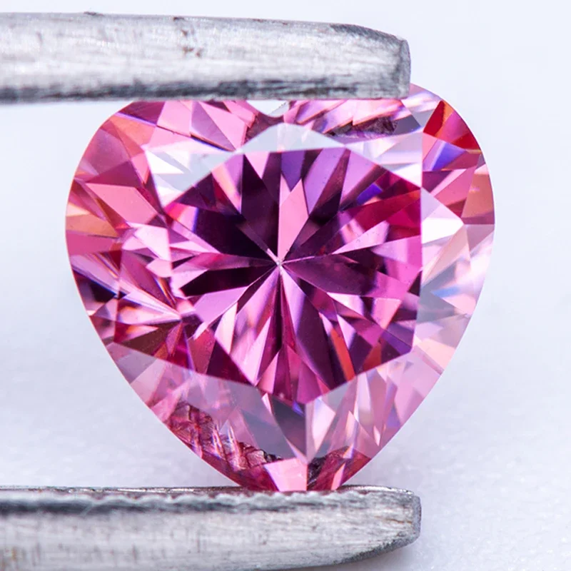 Moissanite Stone Heart Shape Pink Color VVS1 With GRA Certificate For Pass Diamond Tester Charms Top Jewelry Making Materials