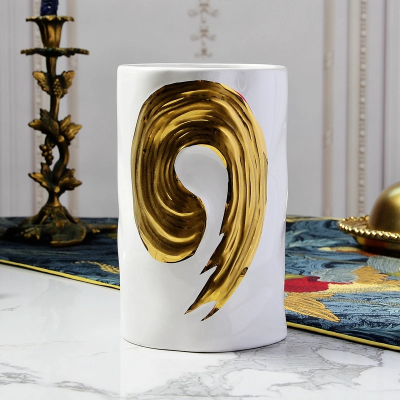 Gold-plated Ceramic Vase Arrangement High-grade Hydroponic Container Room Dining Table