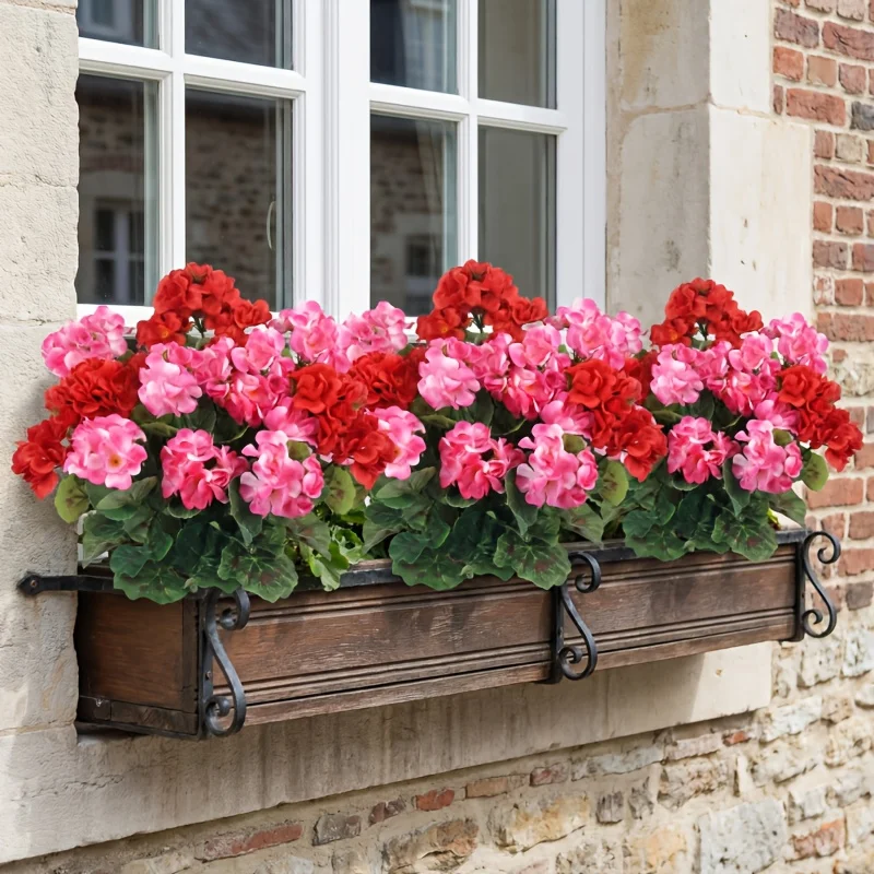 6 Ramilletes Sin Florero, Flores Artificiales de Primavera Color Rojo Rosa | Flores Artificiales Realistas Resistentes a los Rayos UV, Perfectas para Bodas, Salas de Estar, Jardines, Porches Delanteros, Alféizares de Ventanas, Centros de Mesa y Decoraciones para Festivales al Aire Libre. | Especialmente adecuado para Pascua, Día de la Madre, Día de San Valentín. Flores Artificiales, Flor de Begonia de 30 Flores, para Fotografía de Bodas, Ramo de Geranios, Decoración del Hogar, Decoración de Jardín Exterior