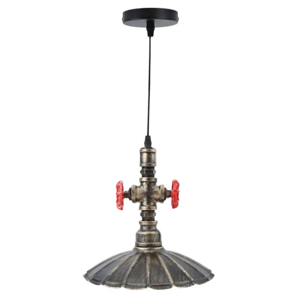 E26 E27 Base Pipe Pendant Light Adjustable Height 110-220V Ceiling Chandelier Lamp Red Valve Design Bulbs Not Included