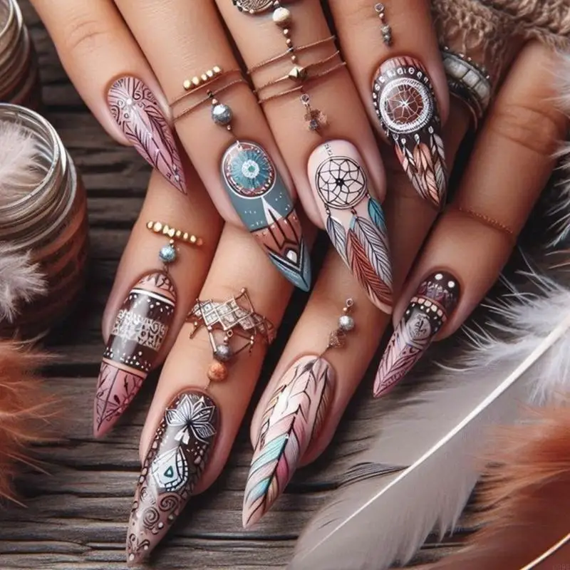 G99E 24pcs قصيرة اللوز المزيف المظهل على الأظافر الأظافر الاصطناعية هدايا الأظافر الخاطئة