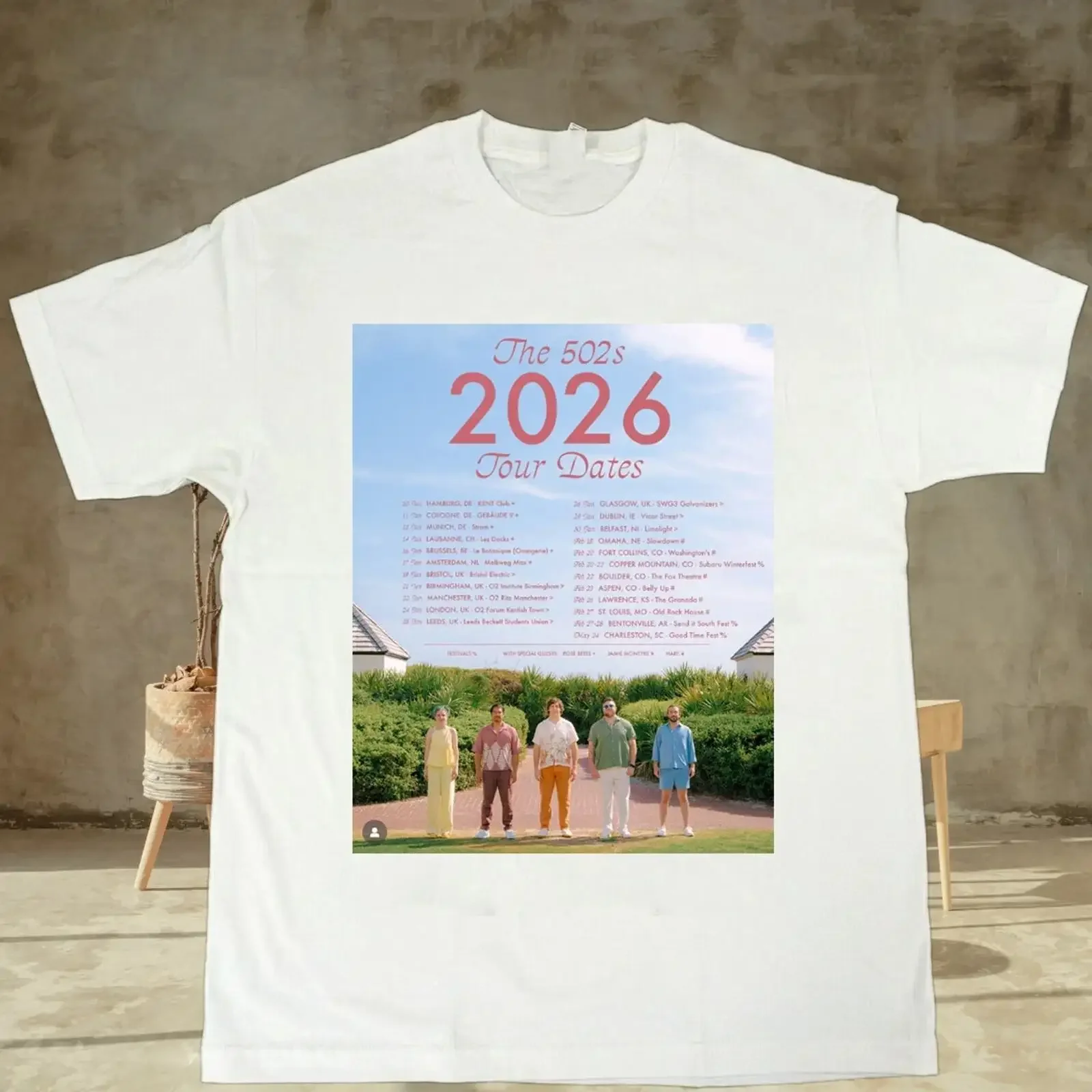 

T shirt The 502s Band Easy Street Tour date 2026 taglia S 5XL R65 vintage Washed Unisex homme designer clothes fashion