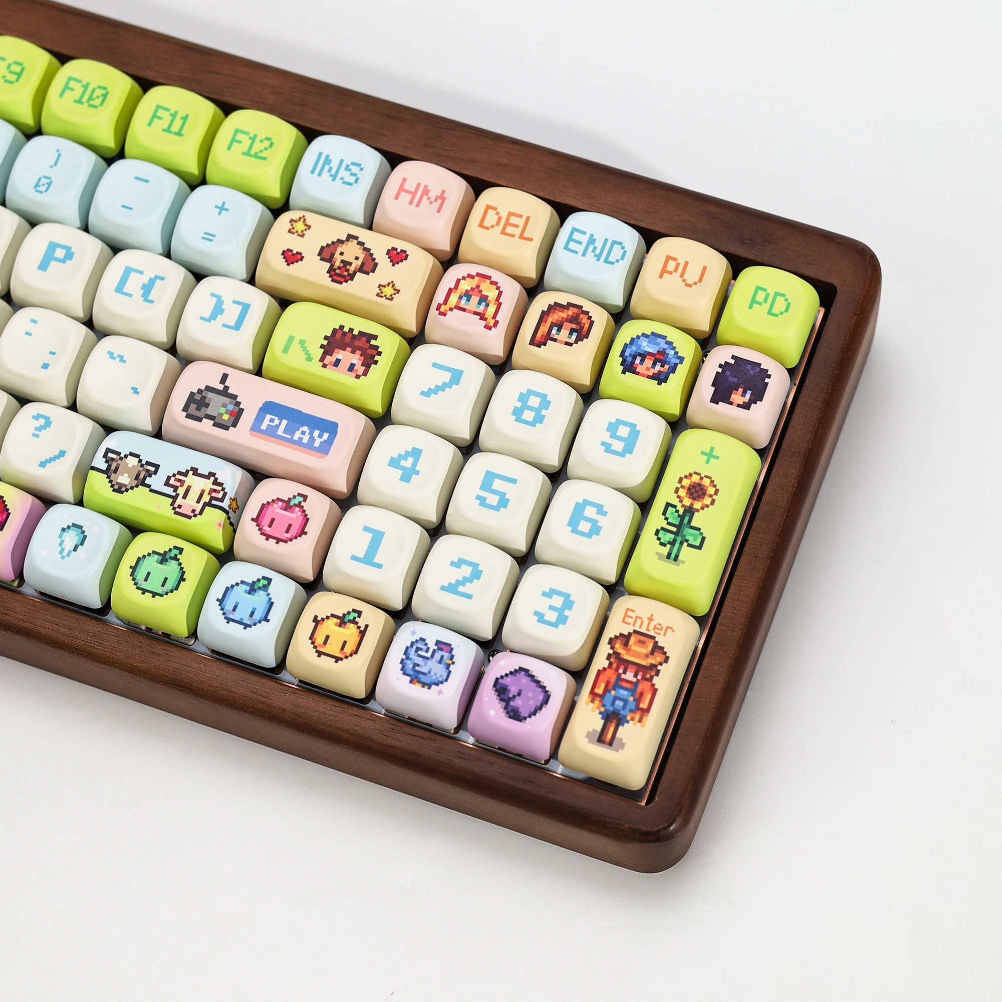KBDiy Stardew Valley Themen-Keycaps Niedliche Anime Retro PBT KOA MOA Profil Alice ISO Tastenkappen Maßanfertigung für 60% Gamer Mechanische Tastatur – Detail 11