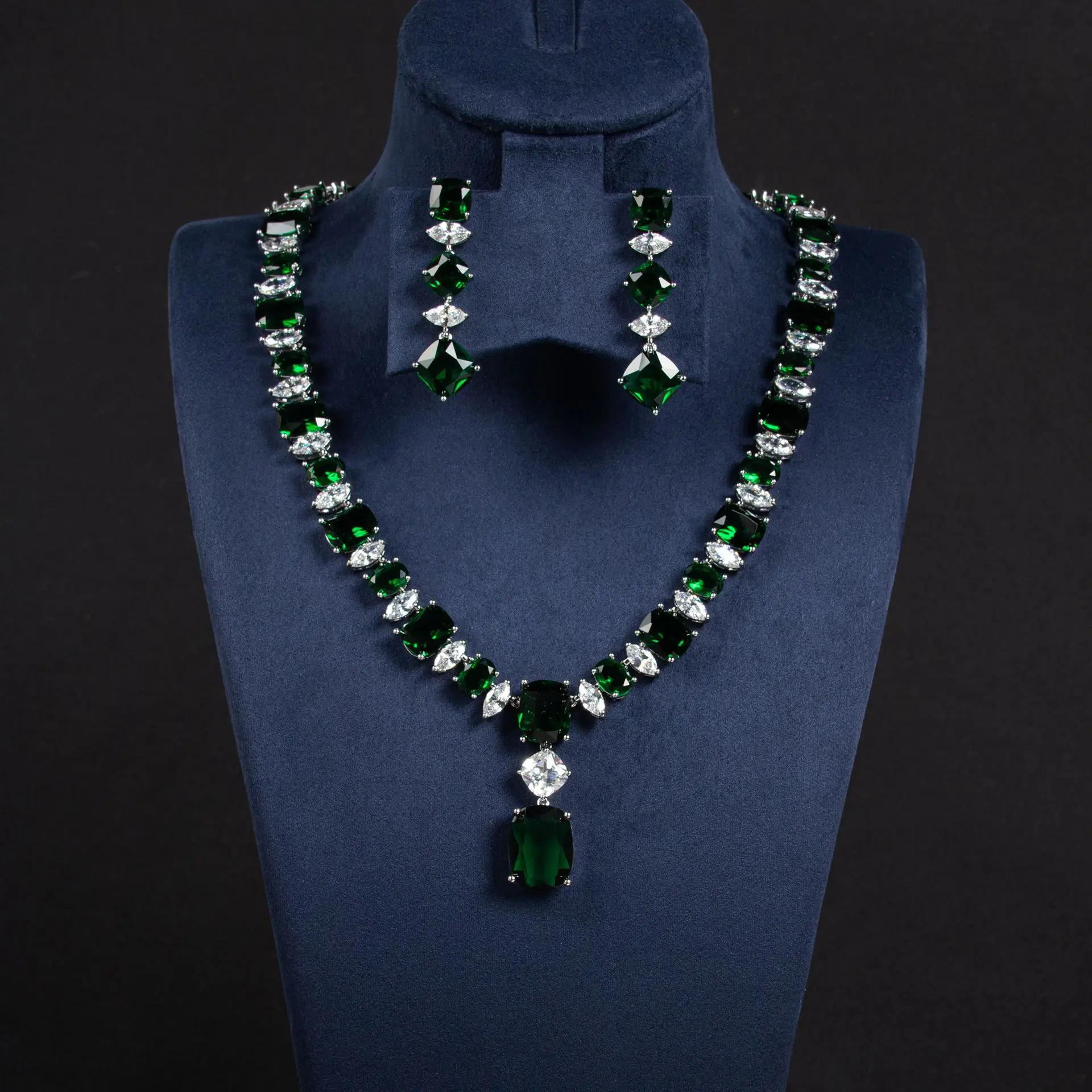 

Geometric Zircon Jewelry Set Necklace Earrings for Women Wedding Party Bridal Gift