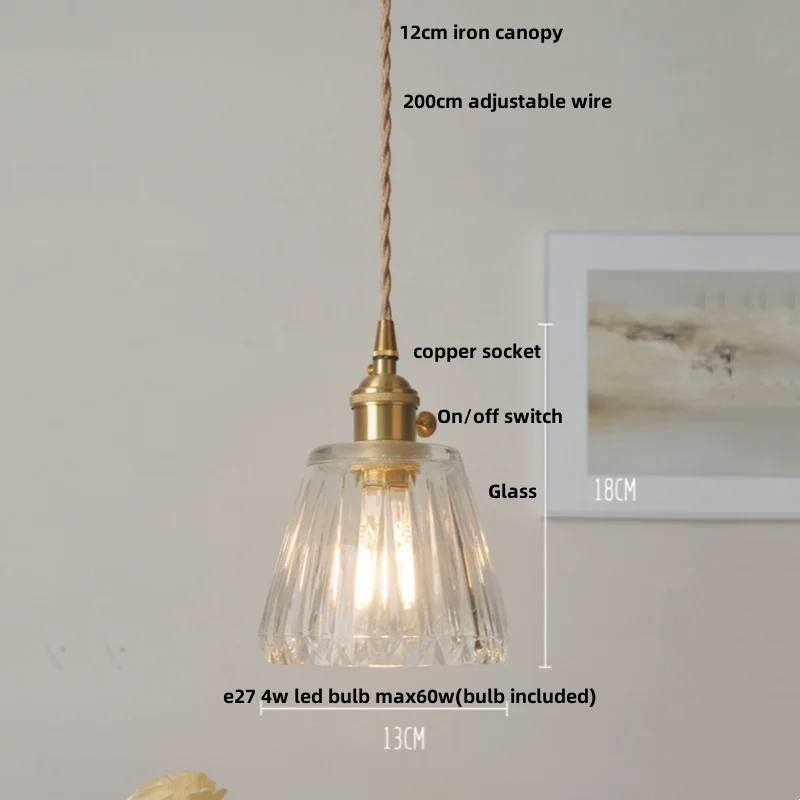 IWHD Knob Switch LED Pendant Light Fixture Balcony Living Dining Room Clear Glass Nordic Modern Simple Hanging Lamp Hanglampen