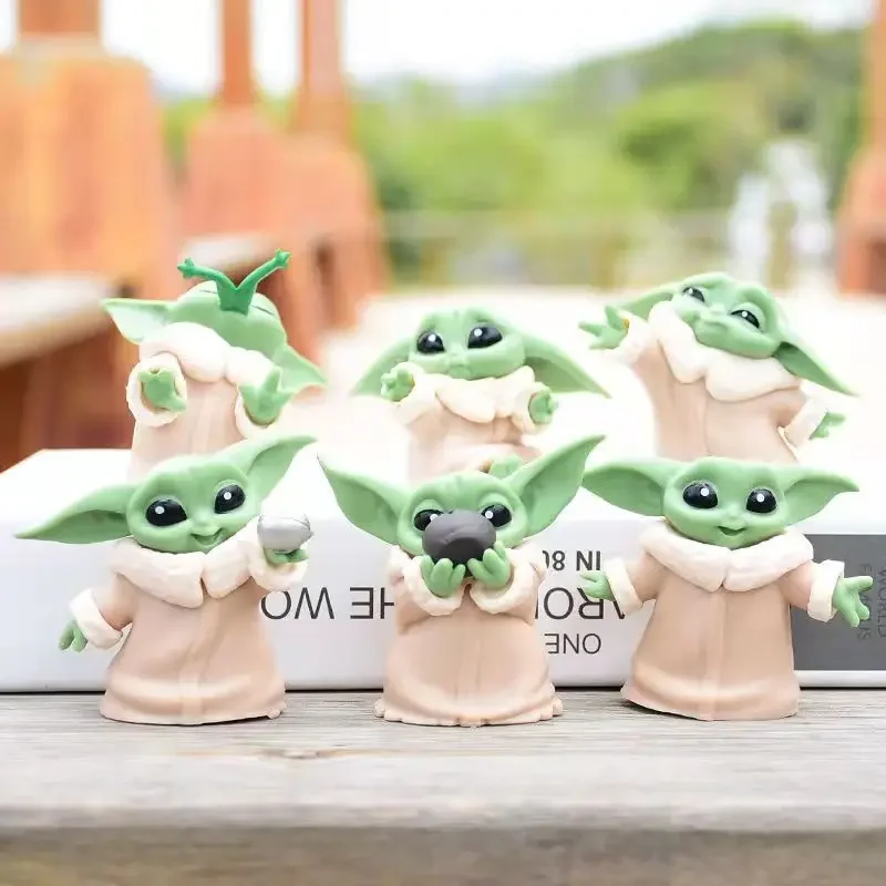 6Pcs/set Disney Star Wars The Mandalorian Baby Yoda Doll Mini Figures Toy Cake Ornamental Collection Kids Gift