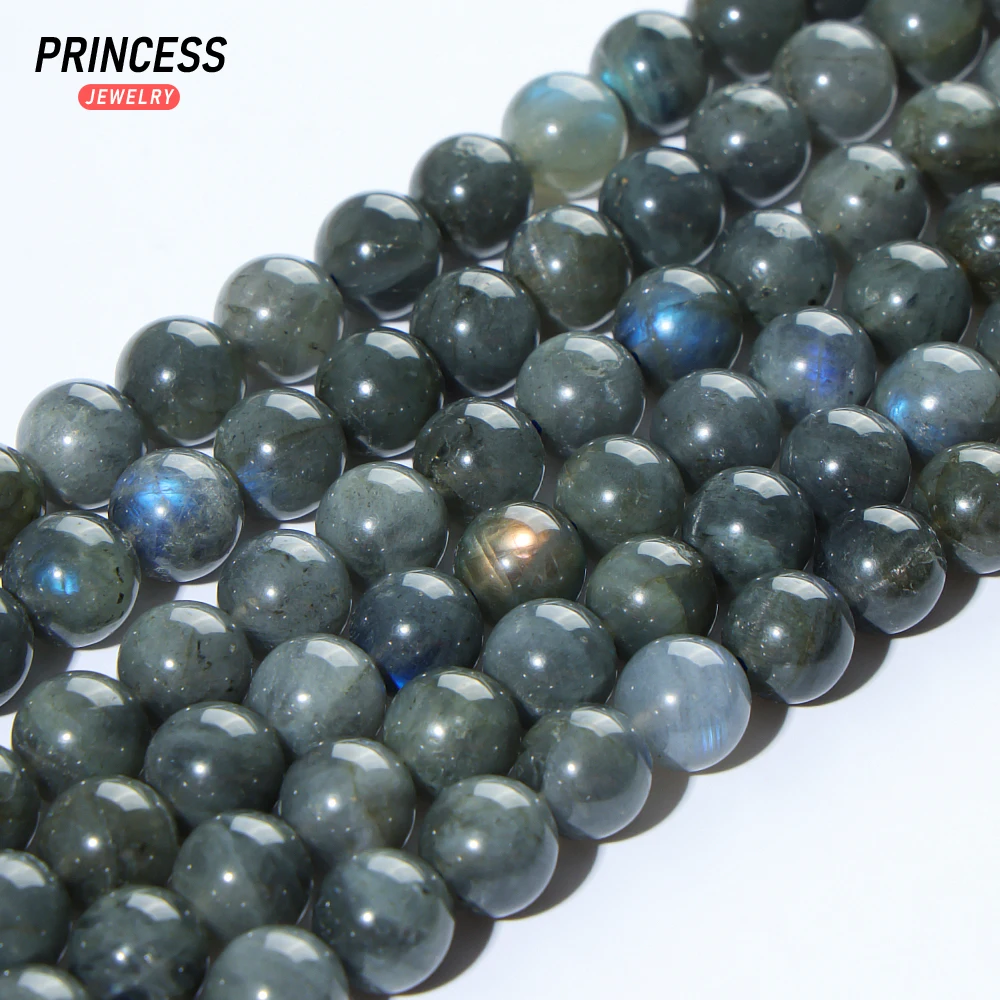 A++ Natural Madagascar Black Labradorite Loose Beads for Jewelry Making Charms Bracelet Wholesale Stone Beads DIY Accessories