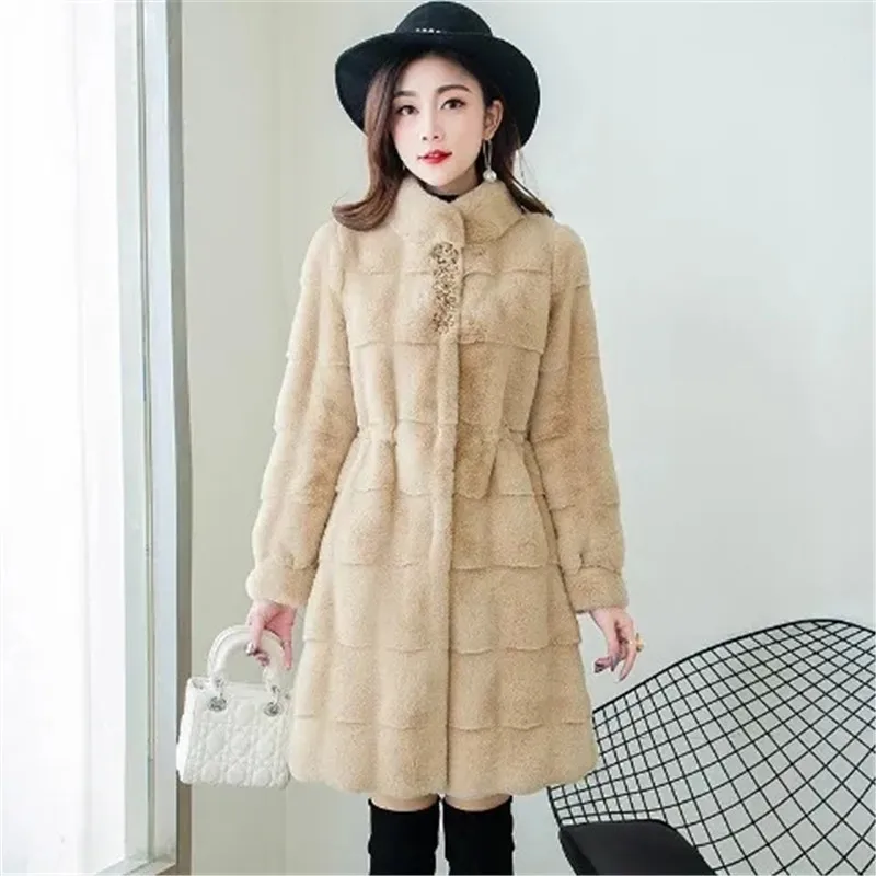 2022 Autumn Winter Women\'s Faux Fur Coat New Mid-length Imitation Mink Coat Large Size Loose Soft Comfortable Fur Jacket 3XL