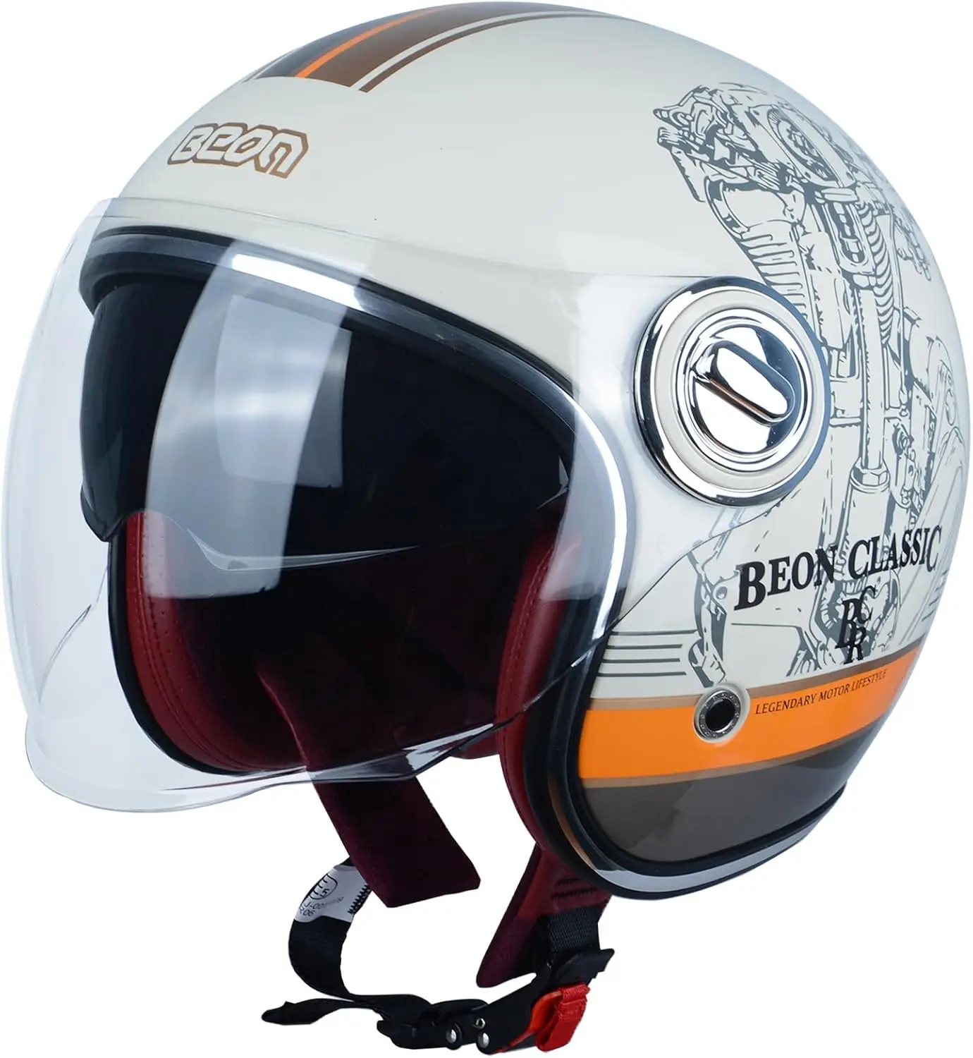 

(Large)Open Face Motorcycle Helmet for Adults, DOT Approved,Moped 3/4 Half Vespa Vintage Helmet with Dual Visors for Men and Wom