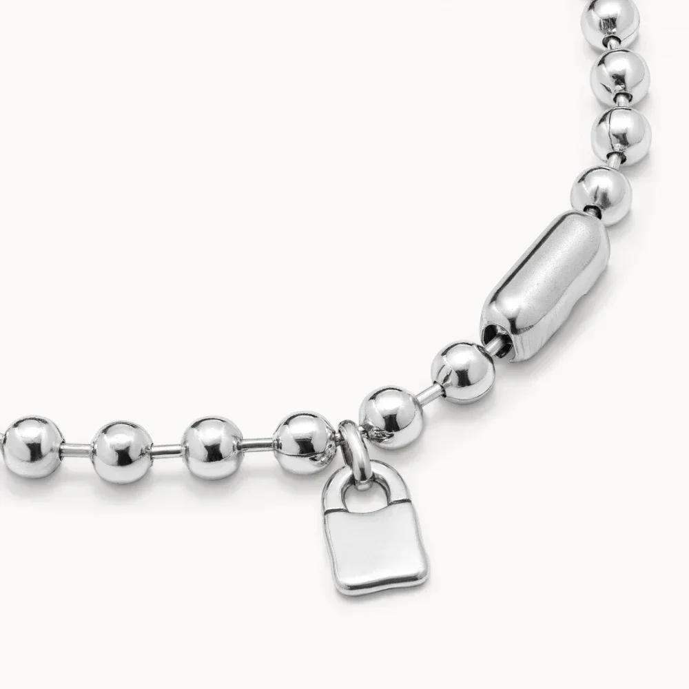 Women's Silver Bead Necklace, Vacation Style Gift