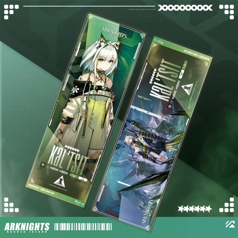 2024 Anime Arknights Laser Ticket Skadi Kal'tsit W Amiya Character Vertical Drawing Double-sided Gold Bookmark Collection Card