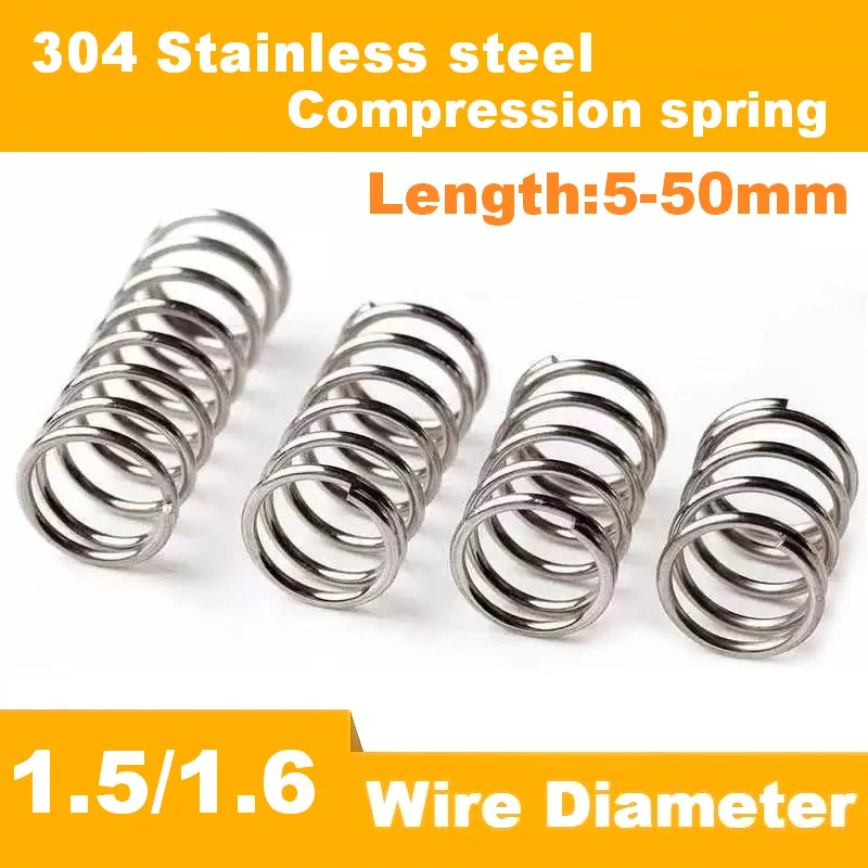 

304 stainless steel compression spring, Shock-absorbing return spring,Wire Dia 1.5/1.6mm Length10-50mm
