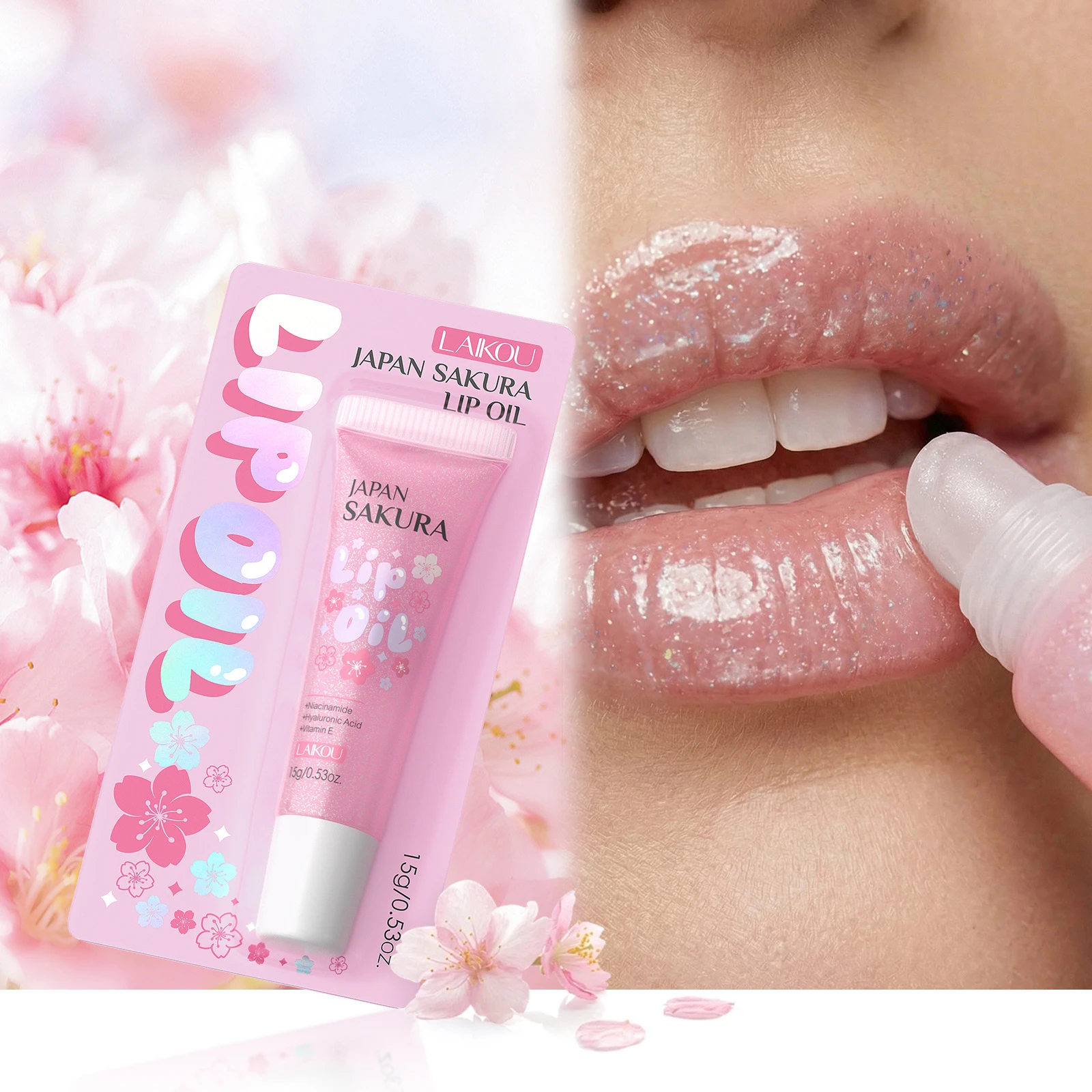 LAIKOU Cherry Blossom Lip Oil 15g Moisturizing Repair Lip Mask Hydrating Lip Care Cosmetics Wholesale In Stock