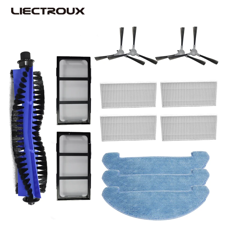 (Для LIECTROUX/LILIN X6) Комплекты запасных частей для пылесоса, боковая щетка*4, HEPA-фильтр*4, основной фильтр*2, центральная щетка*1, швабра*3