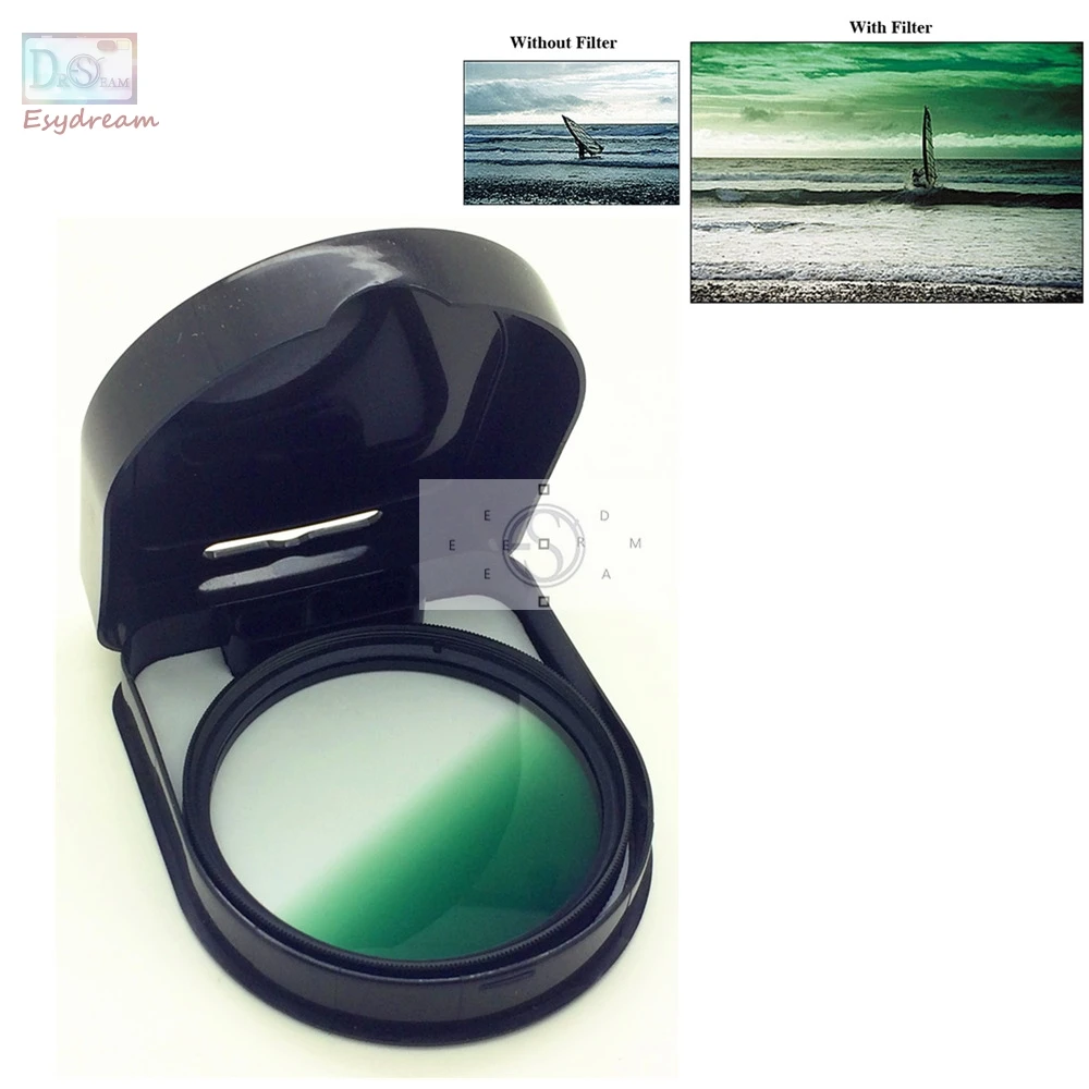 Gradient Green Color Lens Filter for Canon Nikon Camera Lenses Gradual Graduated 37 40.5 46 49 52 55 58 62 67 72 77 mm 58mm 52mm