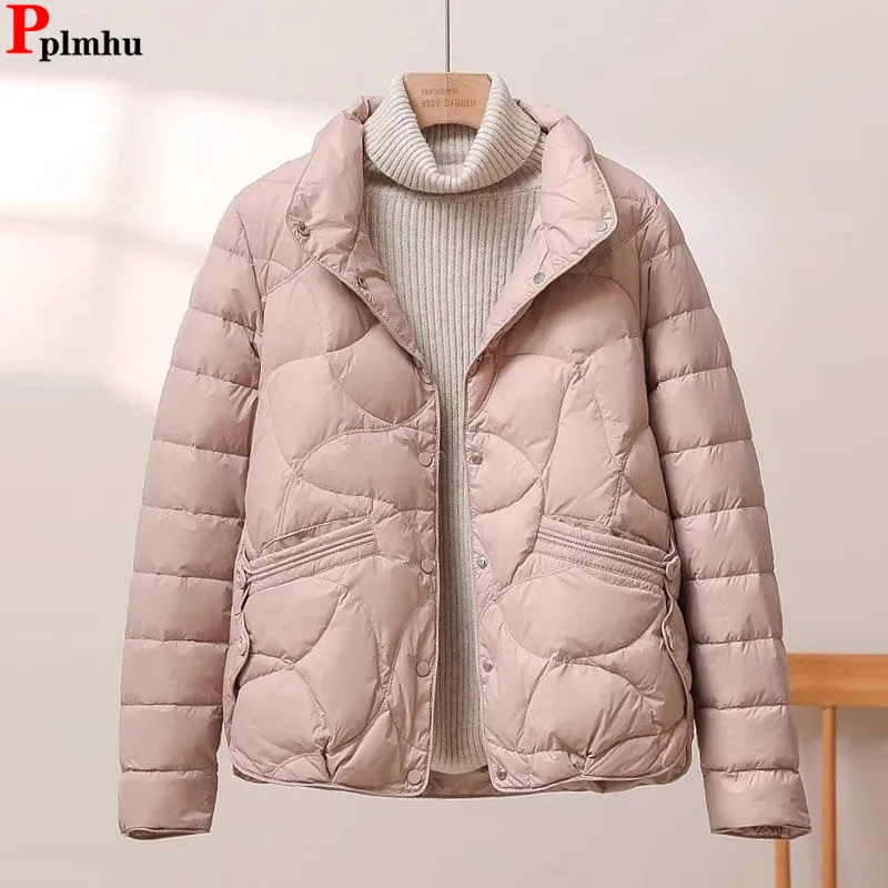 Lightweight Cotton Padded Jackets Coats Tops  Fall Winter Basic Casual Sweatshirt Casacos   Korea Women Warm Chaqueta Abrigos