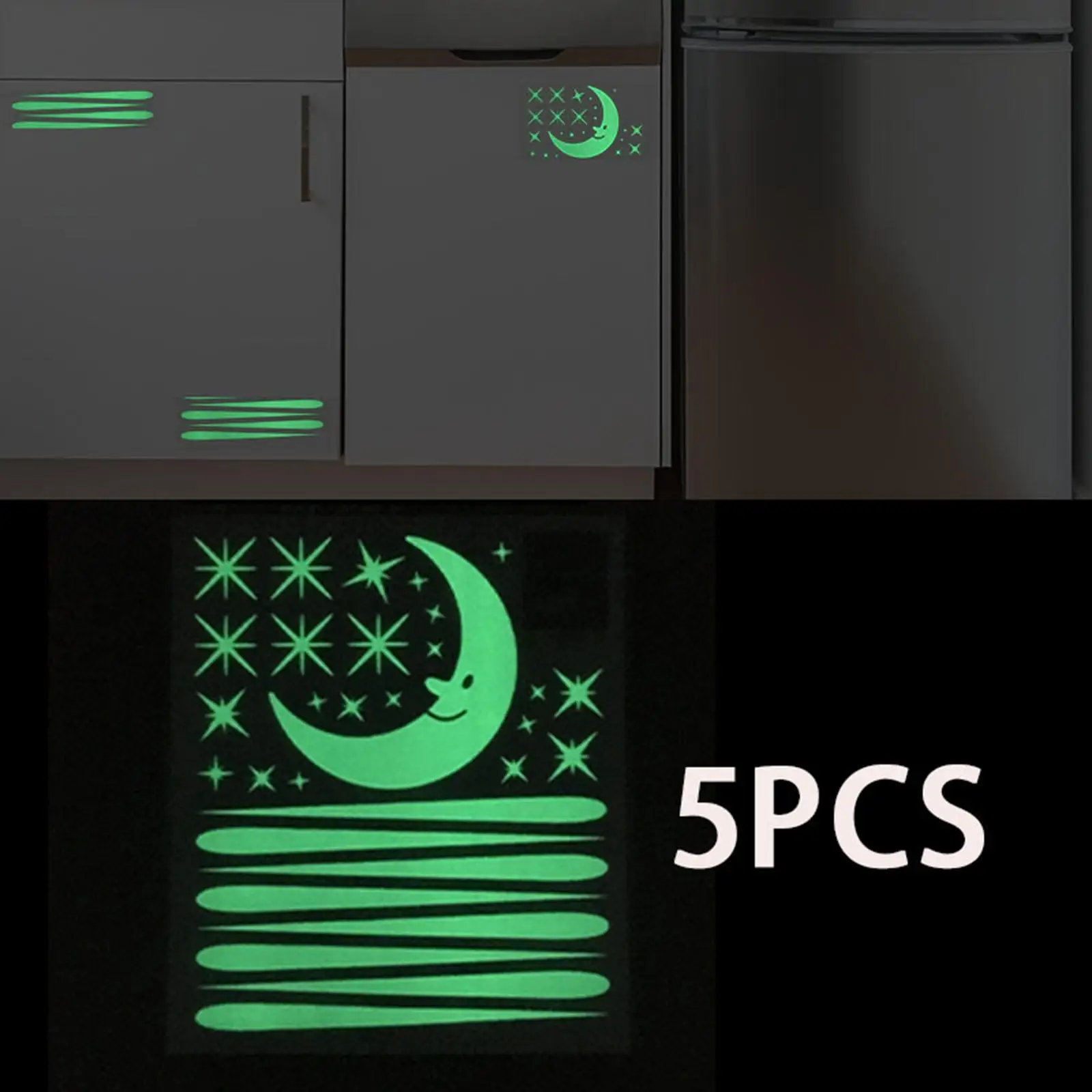 5 Pieces Luminous Stars Wall Decals Romantic Cute Glow in The Dark Stickers for Party Bedroom Birthday Living Room Decoration