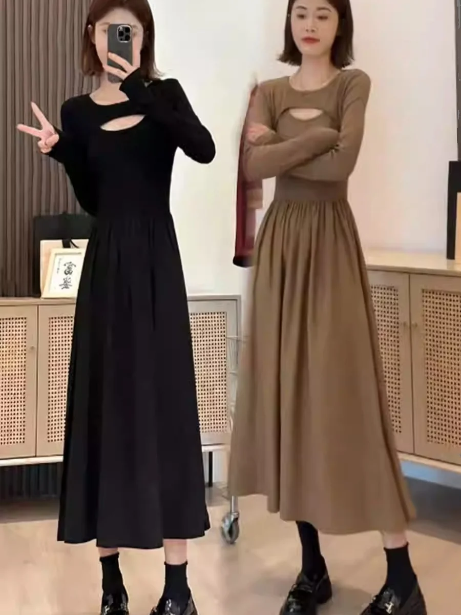 

Женская модная юбка А-силуэта с высокой талией из полиэстера для осени и весны, с круглым вырезом, для ношения под одеждой