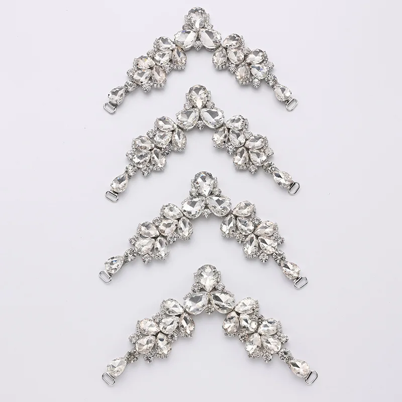 Free Shipping 12 pcs/lot Rhinestone Shoe Buckle Apparel Buckle Bridal Bikini Connector Headband Connector LWHB049