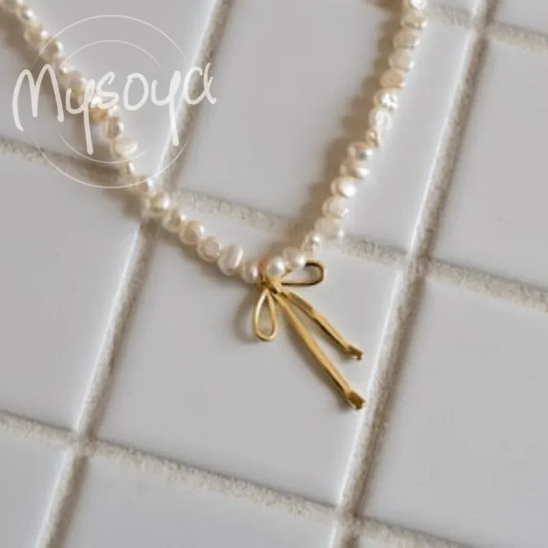 

MYSOYA White Baroque Freshwater Pearl Necklace 5-6mm With Gift Box For Her/Him Birthday/Wedding/Christmas/New Year Gift