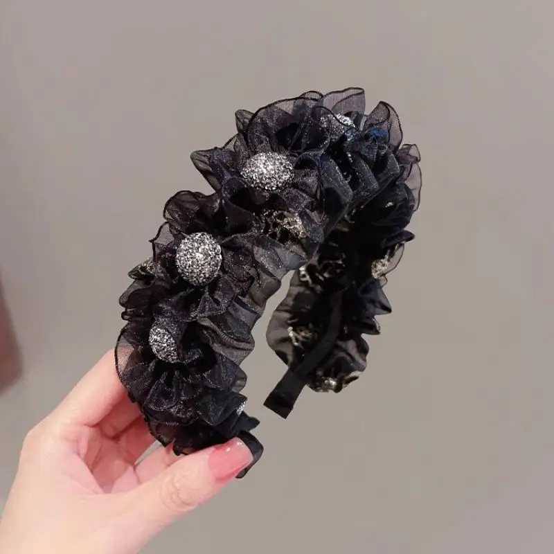 Korea Strass-Haarreif mit Schleife, temperamentvoll, süß, breitkrempiges Stirnband, modisch, vielseitig, Haar-Accessoires für Mädchen, Geschenk【AliS8】 – Detail 6