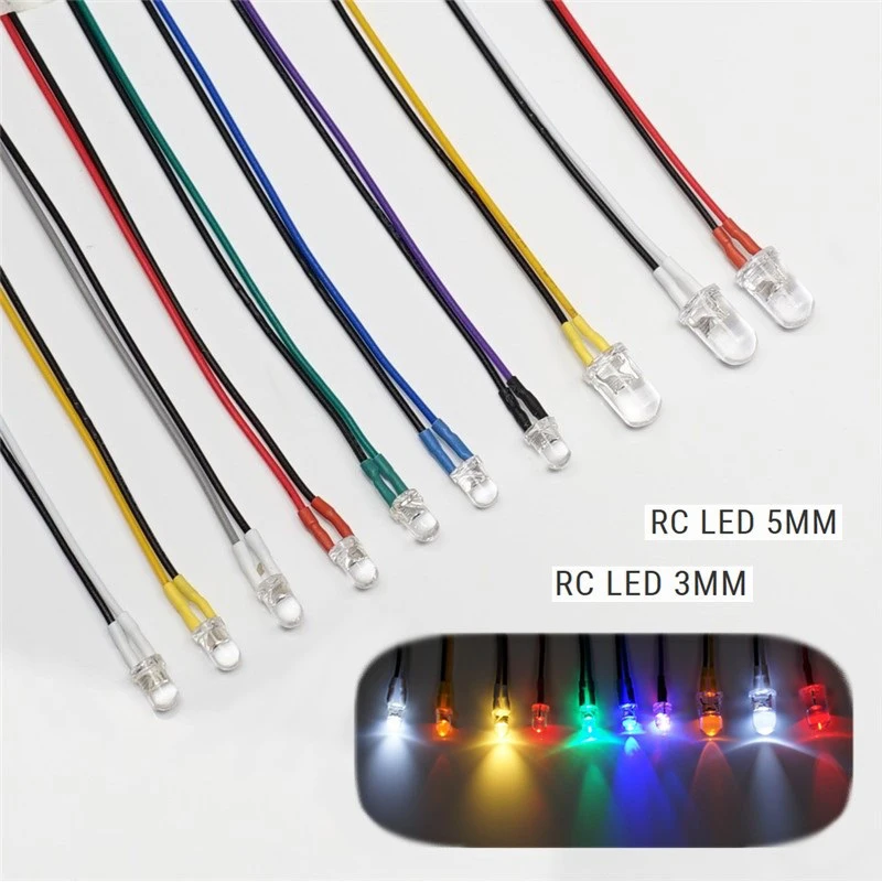 LED Headlight Group 3mm/5mm Lamp Beads PH2.0 Terminal MFC-03 for 1/10 RC Crawler Car TRX4 Defender 1/14 Tamiya RC Truck SCANIA