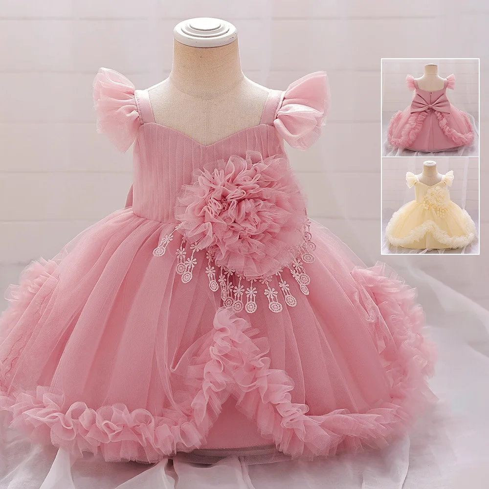 

New Year Dress For Girls Elegant Party Costume Newborn Baby First Birthday Princess Dress Applique Children'S Tutu 0-3 Years