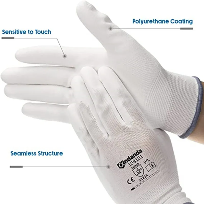 Andanda Work Gloves Economy Polyester PU Palm Dip Gloves Safety Supplies Gloves For Work Security Protection Motorcycle