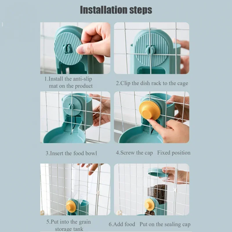 Automatic Pet Feeder Cage Hanging Bowl Water Bottle Food Container Dispenser for Puppy Cats Rabbit Birds Pet Feeding Product view 6