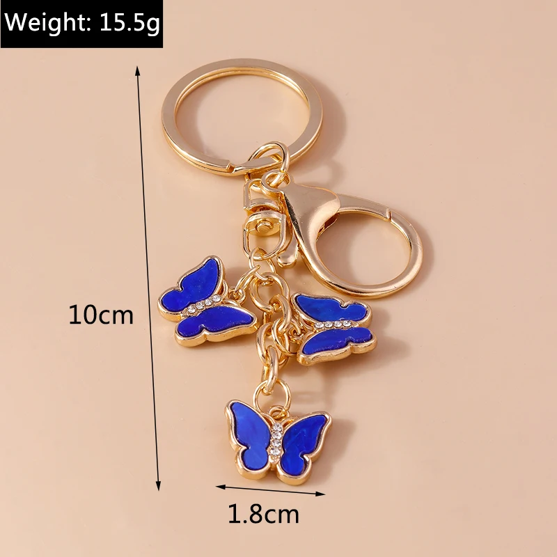 Schöne Emaille Schmetterling Schlüssel bund Charms Tier Schlüssel ring Anhänger für Frauen Mädchen Handtasche Zubehör DIY Schmuck Geschenke – Detail 2