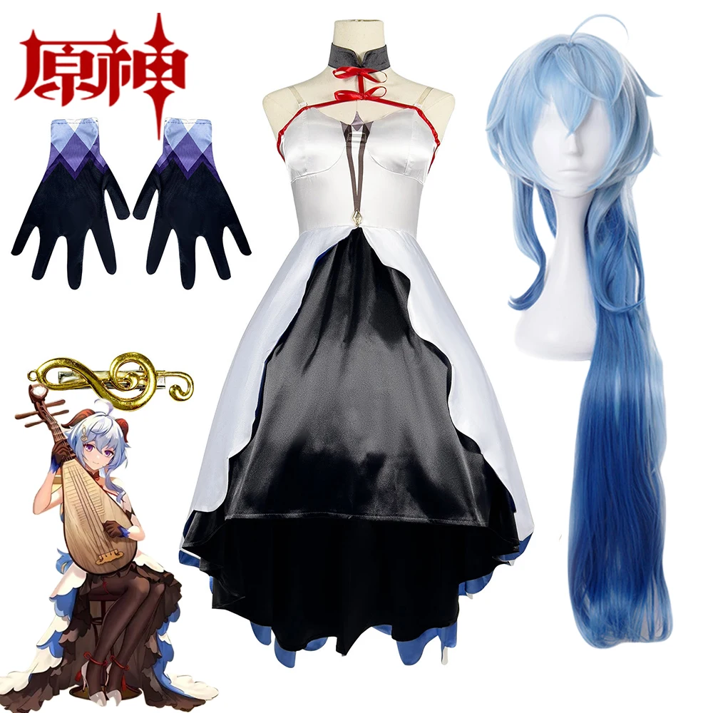 

Ganyu Cosplay Anime Genshin Impact Gan Yu Cosplay Costume Symphony Concert Outfit Dress Wig Halloween Costumes for Women Game