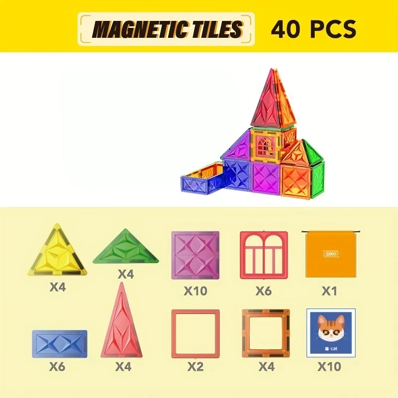 40 pièces aimants jouets pour enfants grande taille Plus blocs magnétiques pour enfants concepteur constructeur ensemble jouets pour garçons blocs de construction