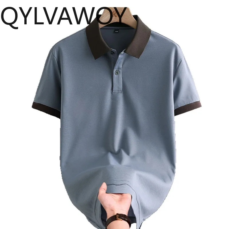 

QYLVAWOY Summer Polo Men's Shirts Lapel T Shirts for Man Solid Tops High Quality Shirts Short Sleeve Casual Camisas Masculina