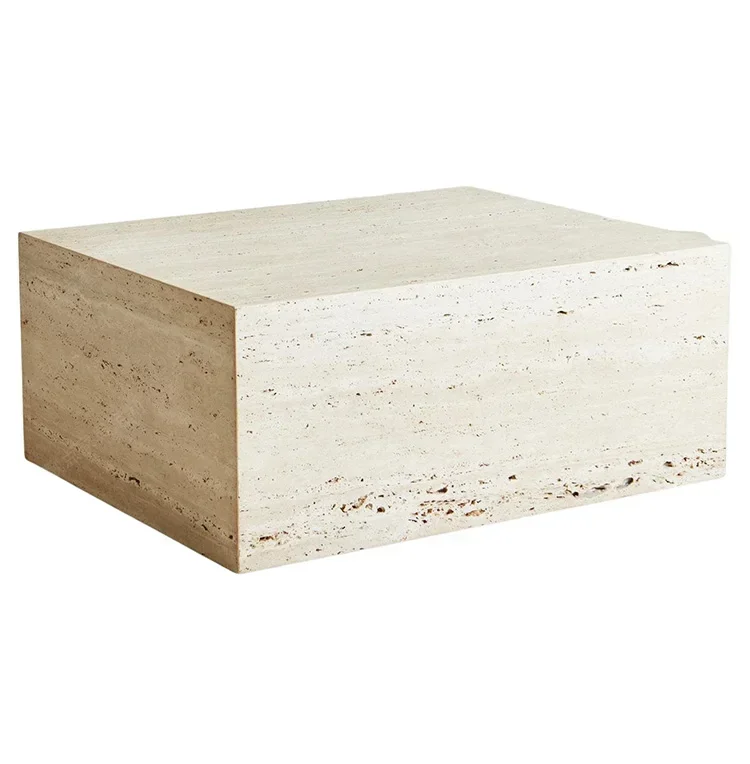 A Minimalist living room rectangular travertine coffee table Nordic creative art balcony coffee table