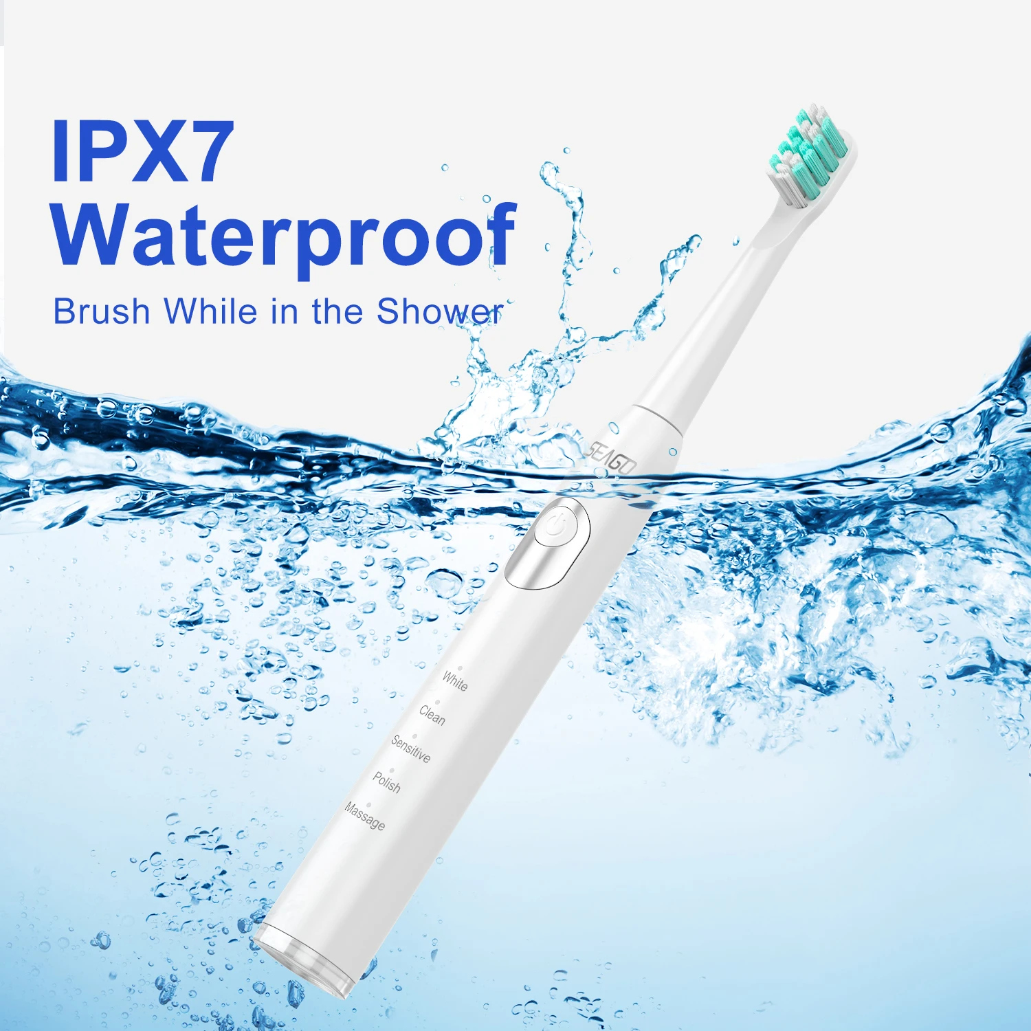 Seago Rechargeable Electric Toothbrush Sonic Tooth Brush Ultrasonic  Type C 5 Modes Supercharged  Smart LED Indicator Adult IPX7