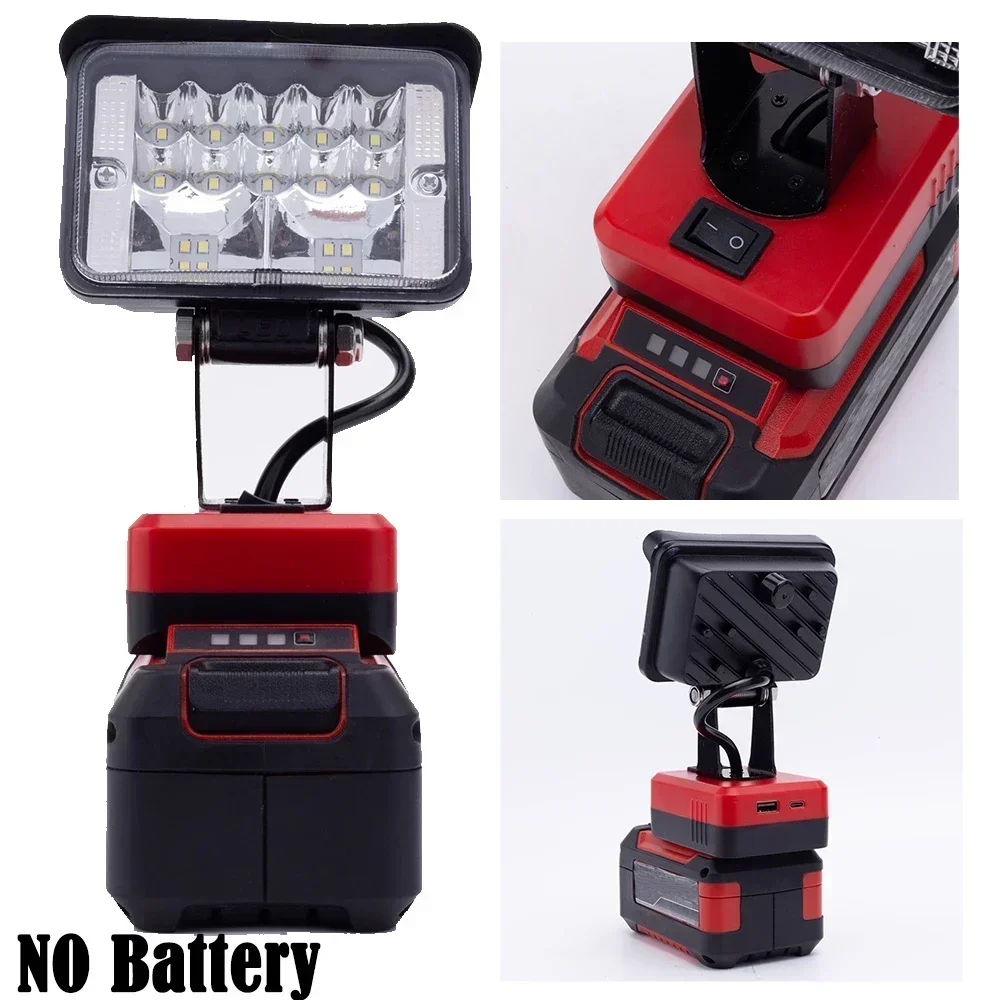 12W LED Work Light For OZITO PXC for Einhell 18V Lithium Battery Wireless w/USB Outdoor Construction Lamp (NO Battery )