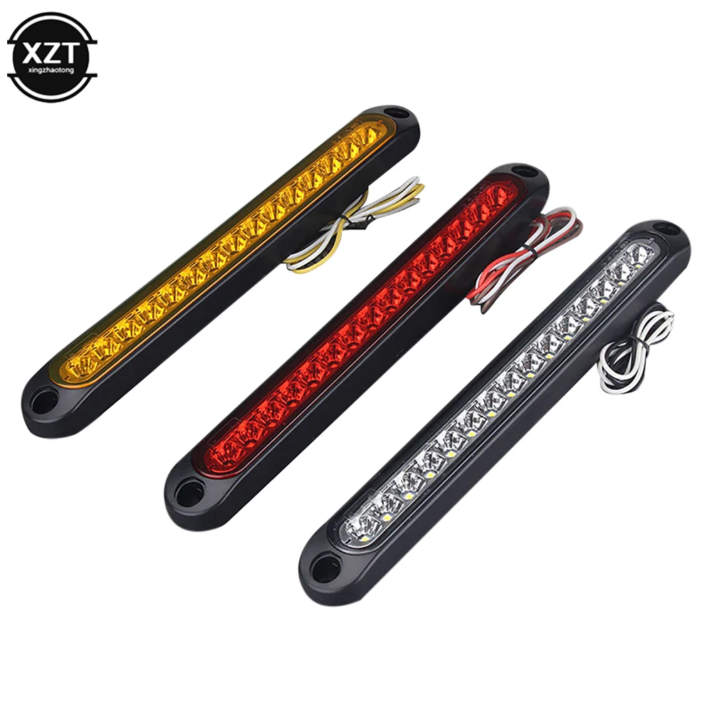 Trailer Identificação Turn Signal Luz Traseira, Caminhão Luzes Marcador Lateral Traseiro, Bar Faixa, Vermelho, Amarelo, Branco, 15 LED, 12V, 24V