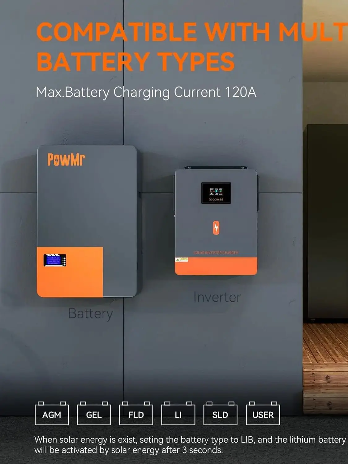 4,2KW 6,2KW 48V On/Off-Grid Hybride Solar Inverter met 120A MPPT Solar Charger Controller 230VAC Max PV Ingang 500Vdc Zuivere Sinusgolf Inverter Geschikt voor LifePo4 Batterijen - afbeelding 2