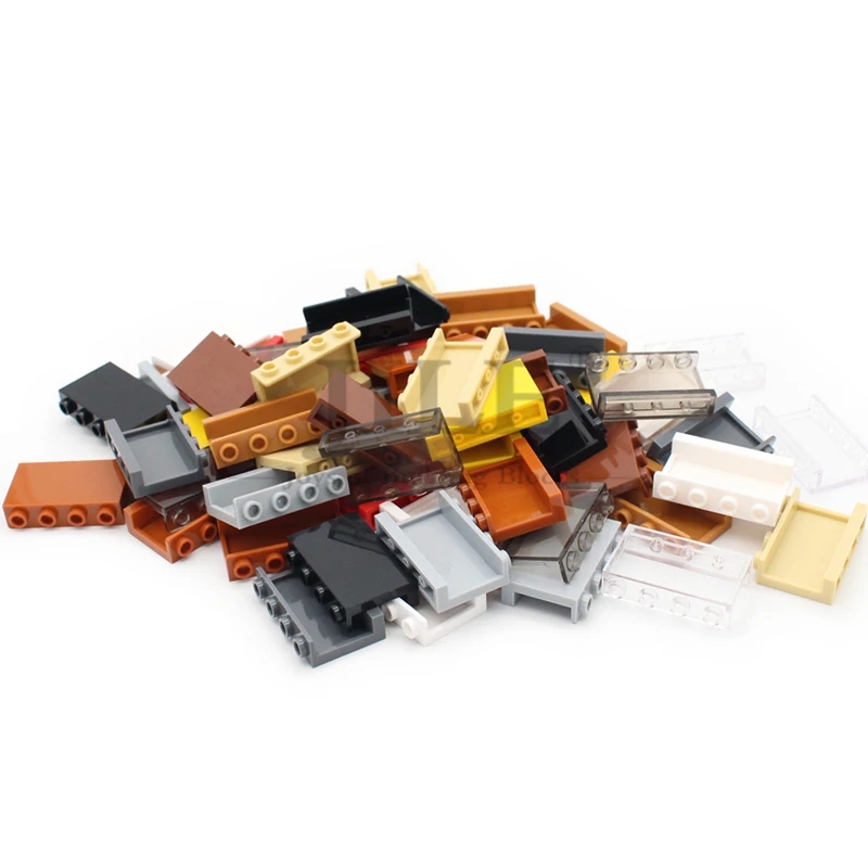 20 stücke moc transparente Platte 1x4x2 mit seitlichen Stützen Fensterwand 14718 Bausteine Ziegel kompatibel mit zusammen gesetzten Partikeln