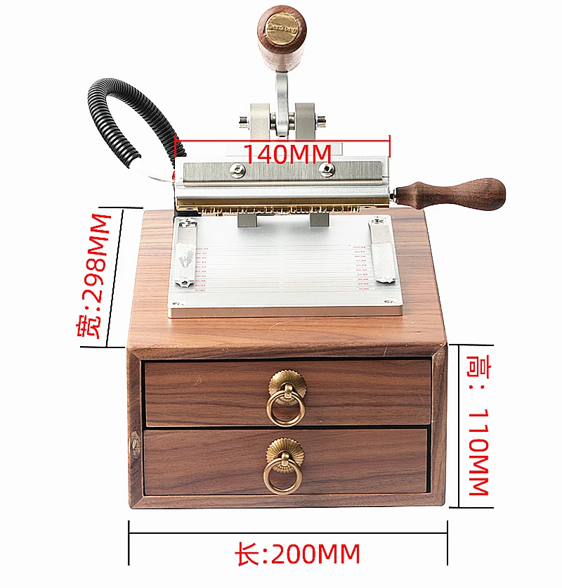 Leather Logo Hot Stamping Machine Foil Bronzing Tools Walnut Box/Desktop Type With Alphabet Letter Number Symbols T slot Mould