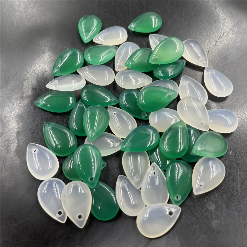 

Cheap Jade Green Chalcedony Small Water Drop Pendant Double-Sided White Agate Water Drop Jade Pendant Pendant