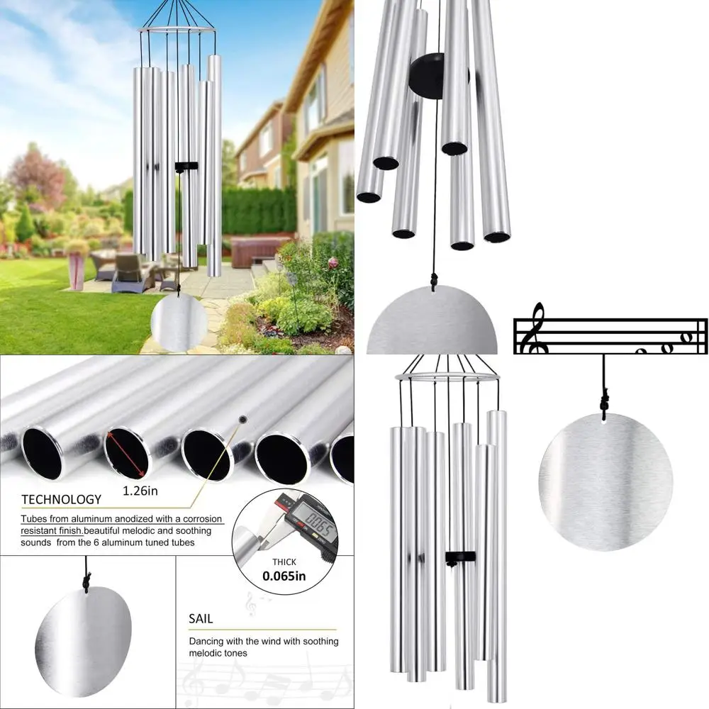

45-Inch Deep Tone Wind Chimes with 6 Metal Tubes - Elegant Memorial Gift for Mom, Perfect for Housewarming and Christmas