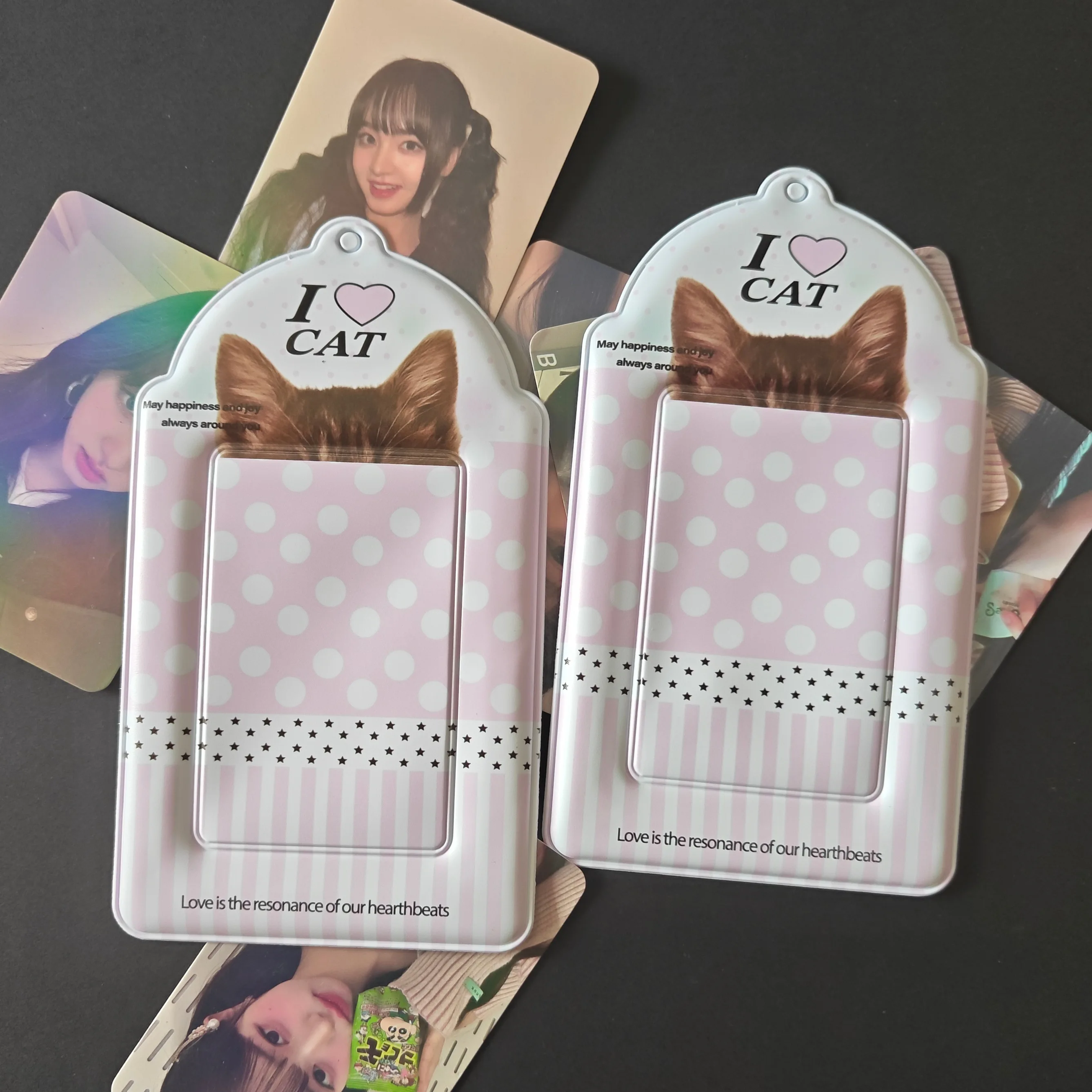 2pcs Cute Cat Card Holder Idol Polaroid 3 Inch Photocard Photo Storage Small Pendant Display Case