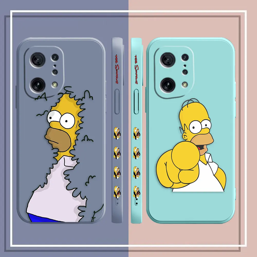 Case For OPPO FIND X6 X3 REALME X7 X50 RENO 2 4Z 4 6 Lite 5Z 5F 4G 5G PRO Liquid Silicone Case Cute The S-Simpsons