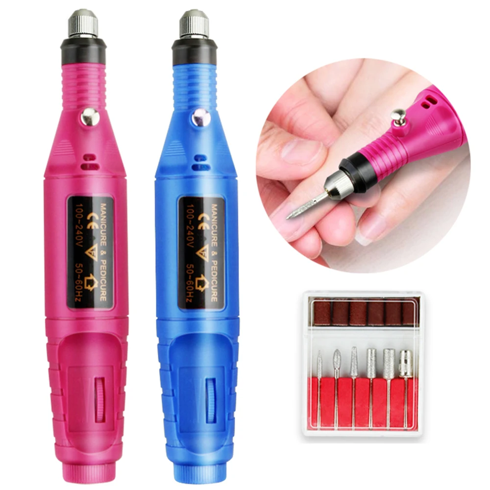 الكهربائية مسمار التدريبات عدة إزالة البولندية مانيكير باديكير 6 قطعة ملف الأظافر الرملي العصابات آلة مسمار الفن القلم جهاز